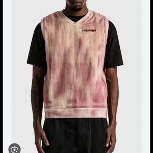 Pleasures men’s Red & Tan corduroy Vest 100% cotton sz Medium